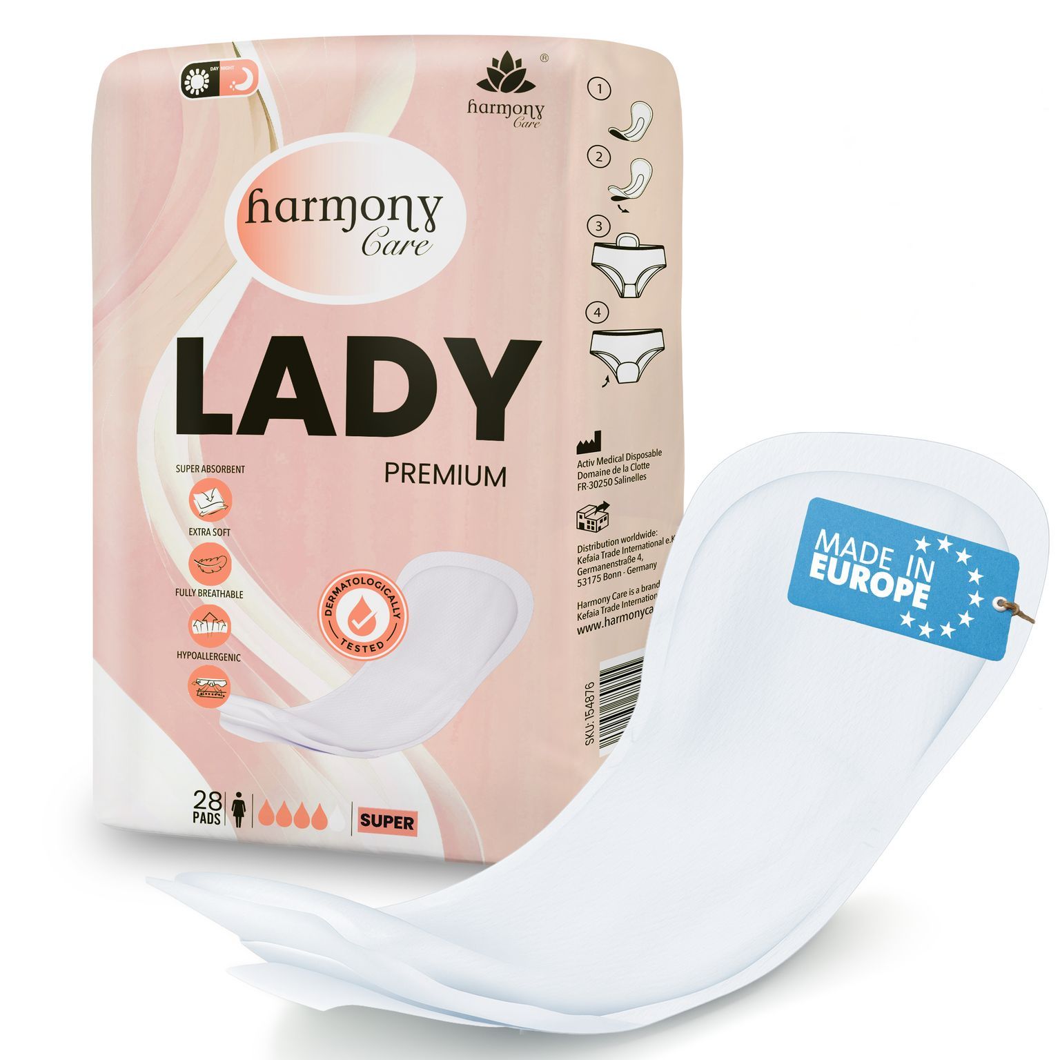 Harmony Care® Lady - saugstarke Inkontinenzeinlagen für Damen – Auslaufschutz & Geruchskontrolle