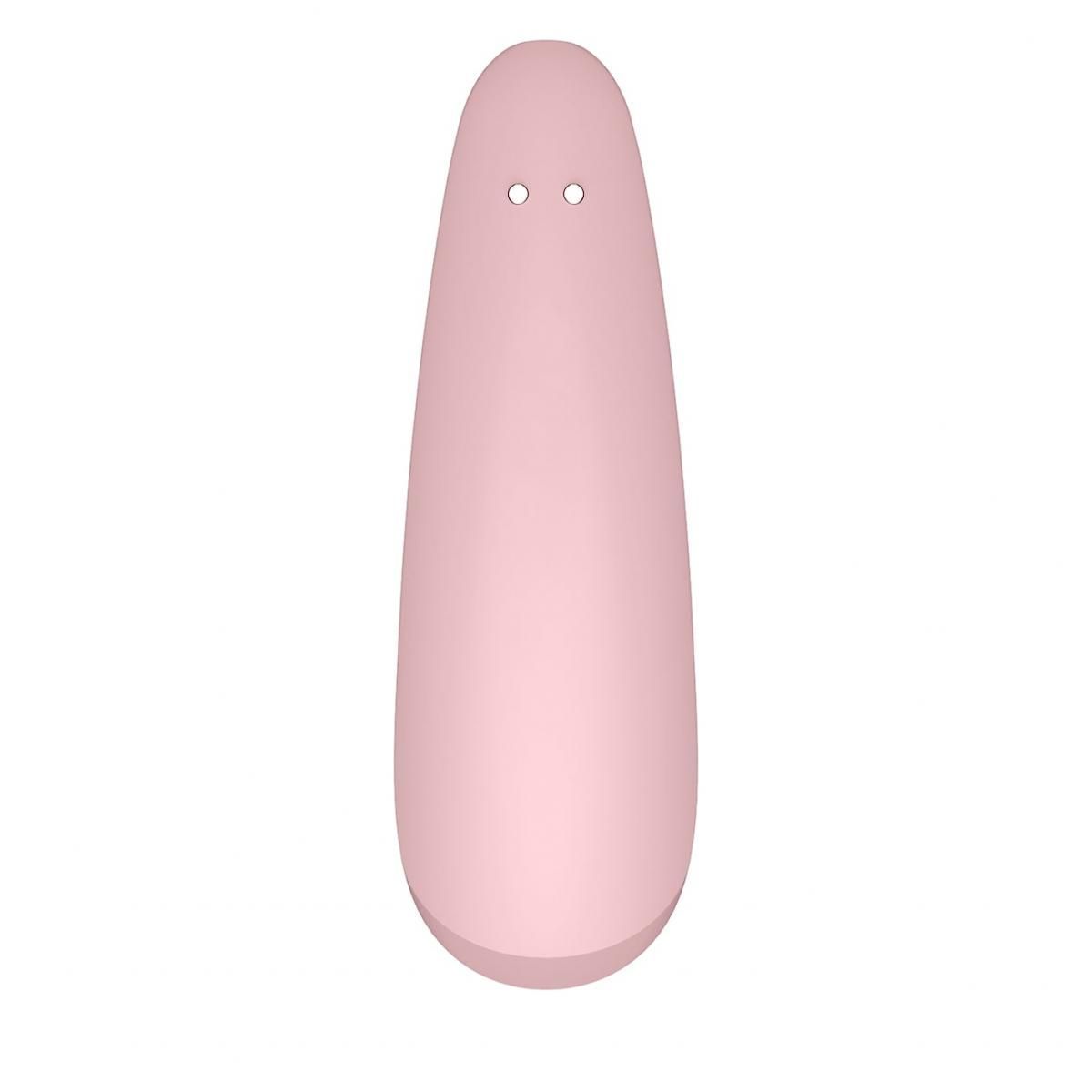 Roze wellnessproduct. Druppelvormig met twee kleine openingen. Glad oppervlak.