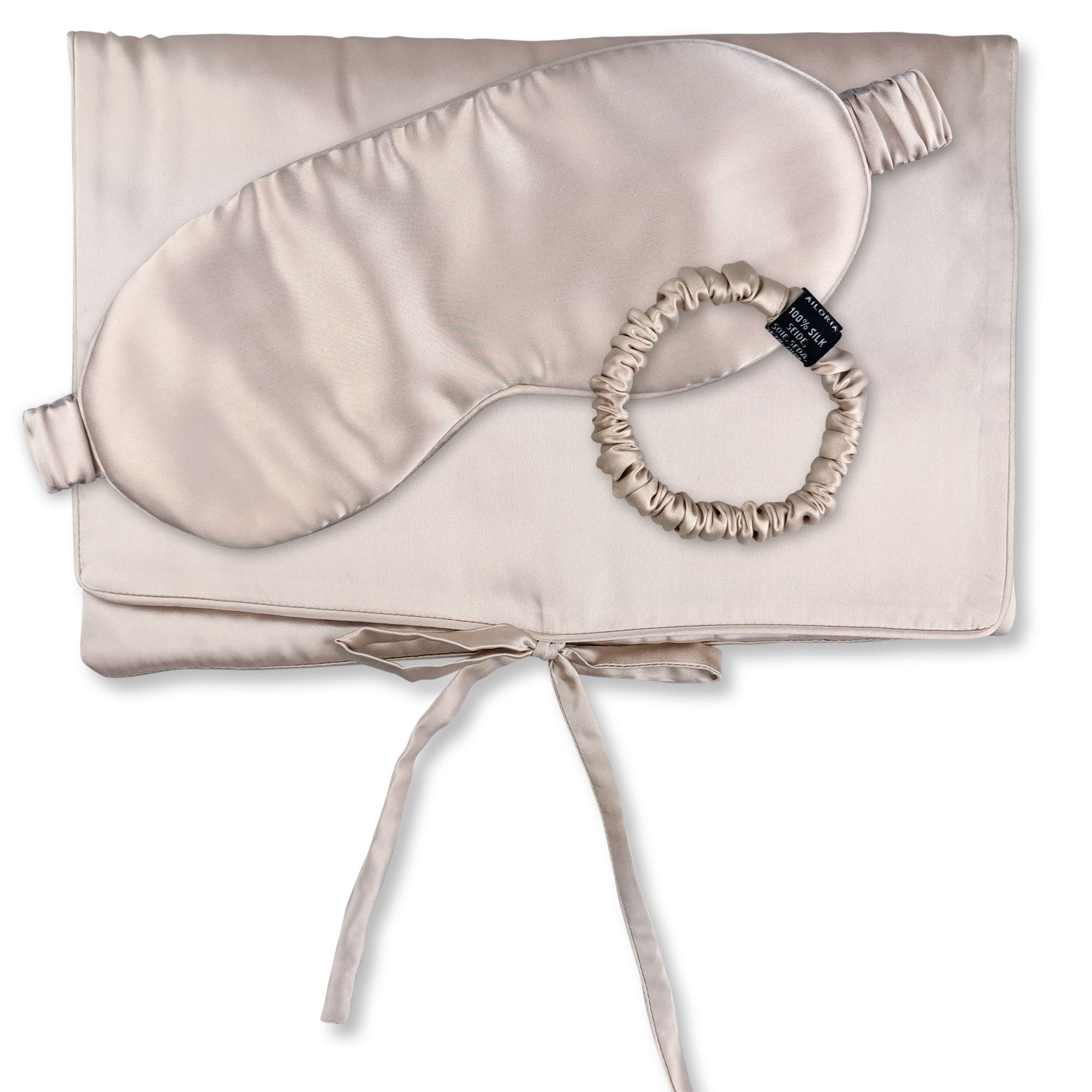 AILORIA TRAVEL SET BEAUTY S - Borsa di seta, maschera per il sonno e scrunchie S