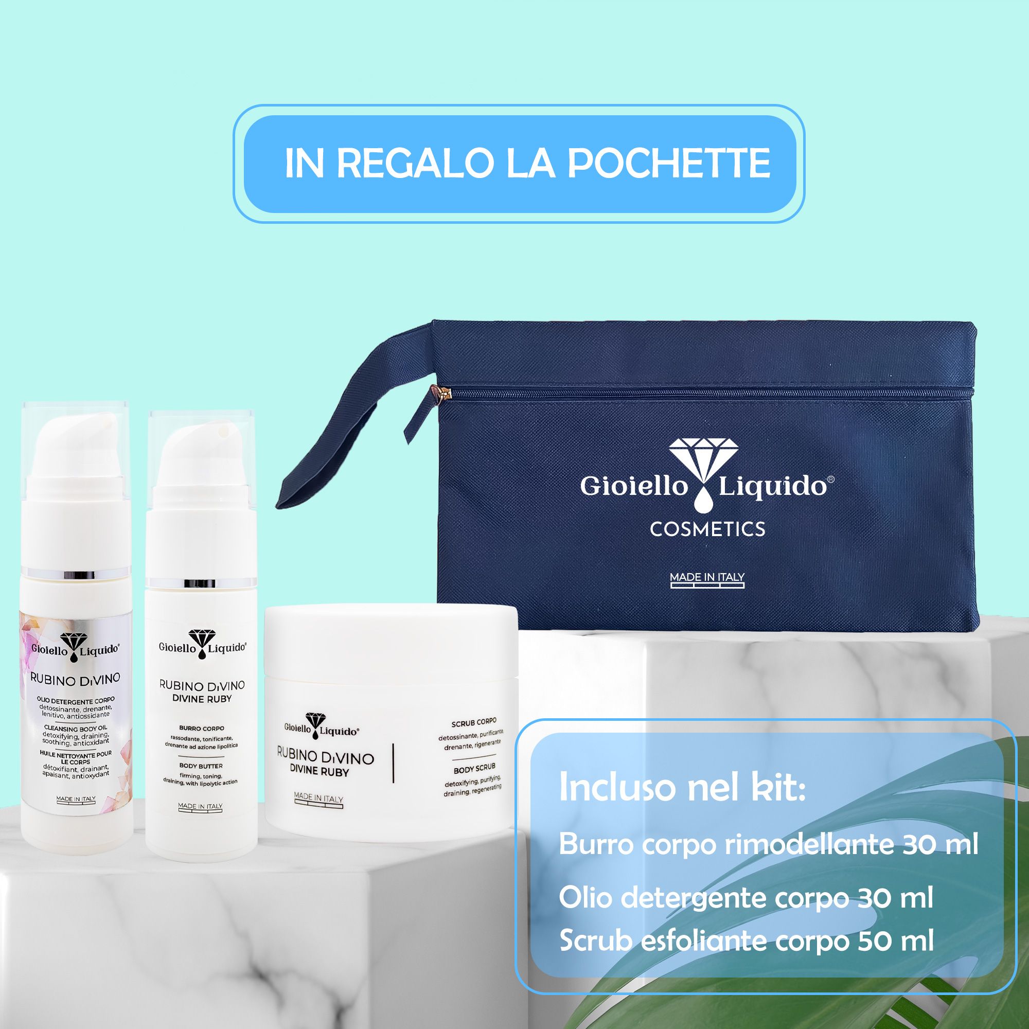 Gioiello Liquido Reise-Set für den Körper + kostenlose Kosmetiktasche