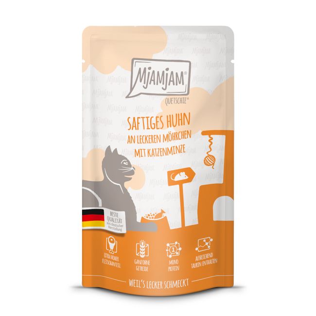 MjAMjAM - Quetschie saftiges Huhn an leckeren Möhrchen 125 g Futter