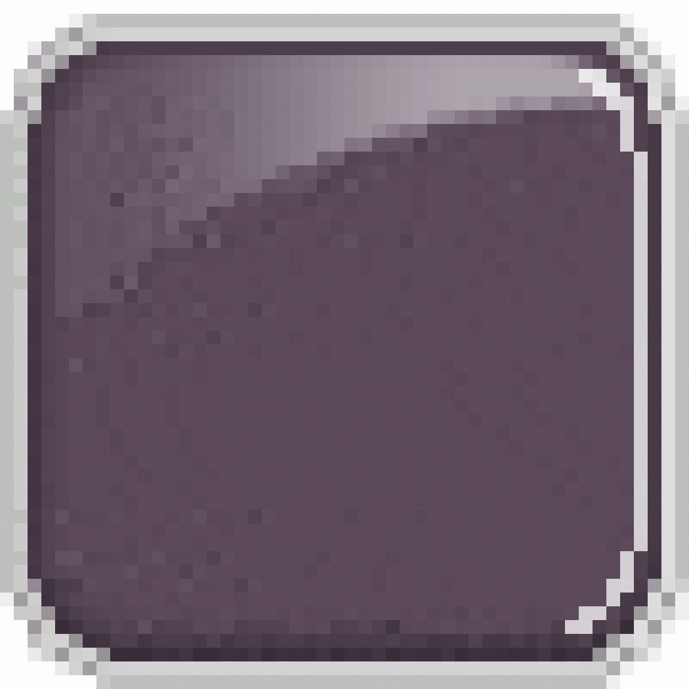 Quadratische, glänzende, dunkelviolette Lidschatten-Textur mit abgerundeten Ecken, umrandet von einem grauen Rahmen.