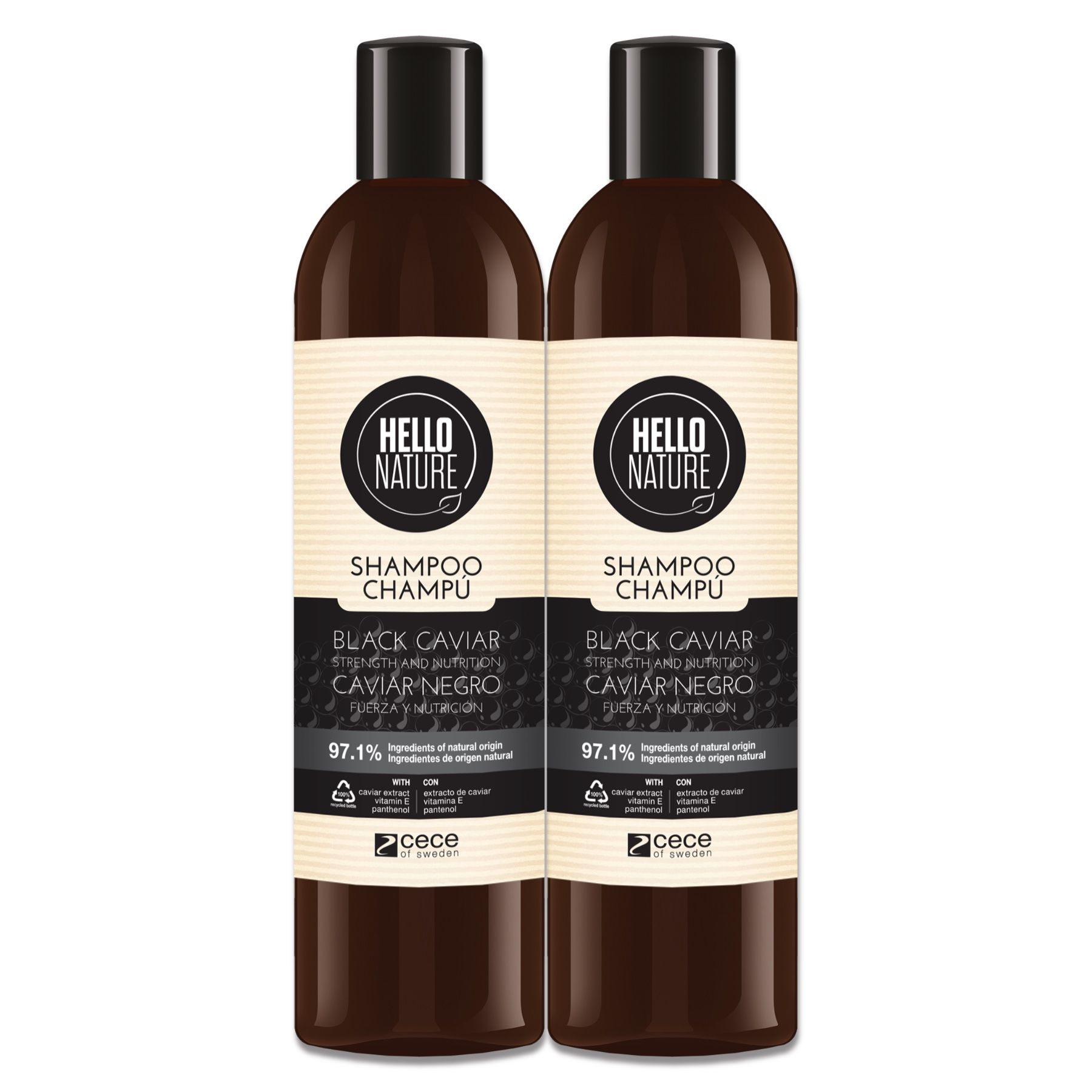 Hello Nature Haarshampoo mit Black Caviar Pflege für geschwächtes Haar 2x300 ml Shampoo