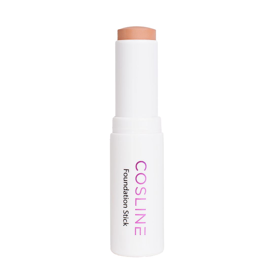 Weißer Foundation Stick mit beiger Spitze. Aufschrift: Cosline Foundation Stick.