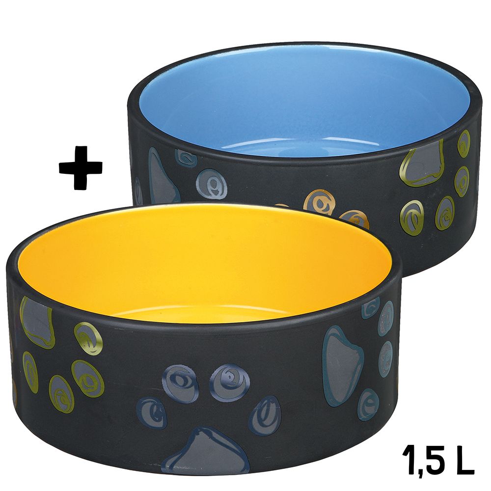 Hundenapf Jimmy - spülmaschinengeeignet - als Set - blau und orange