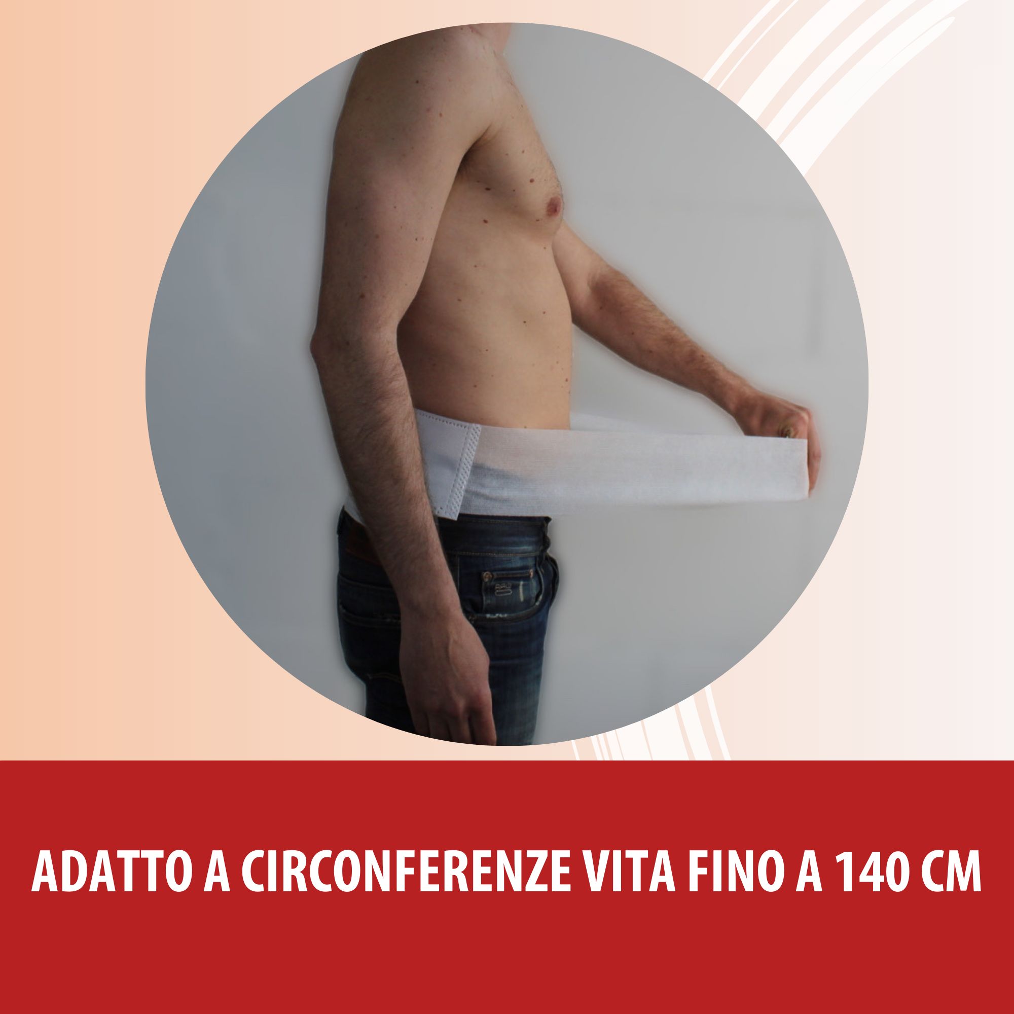 Passaggi per l'uso della fascia termica. Aprire, inserire cuscino, posizionare e fissare la fascia.