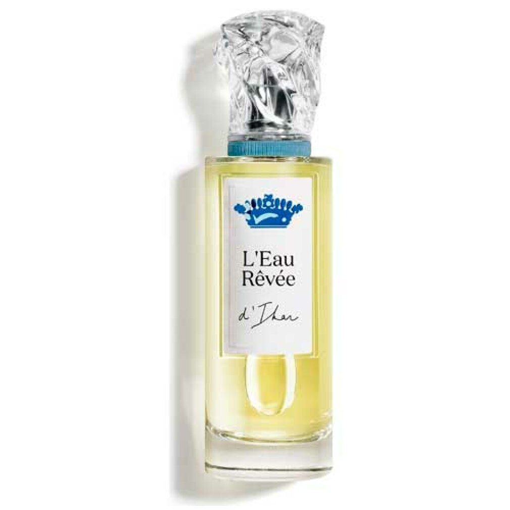 Parfümflasche mit transparentem Deckel und gelber Flüssigkeit. Text: L'Eau Rêvée d'Ikar.