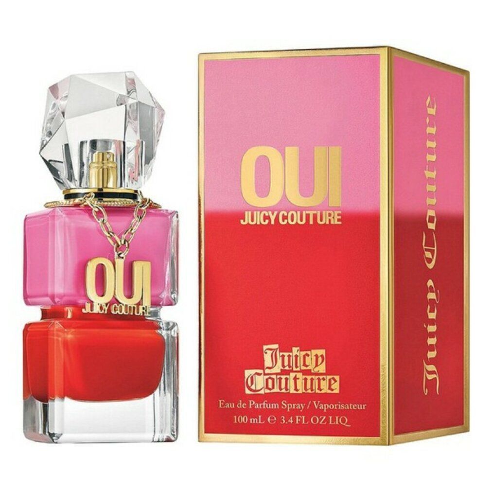 Juicy Couture Oui Eau de Parfum Spray Flakon und Verpackung.