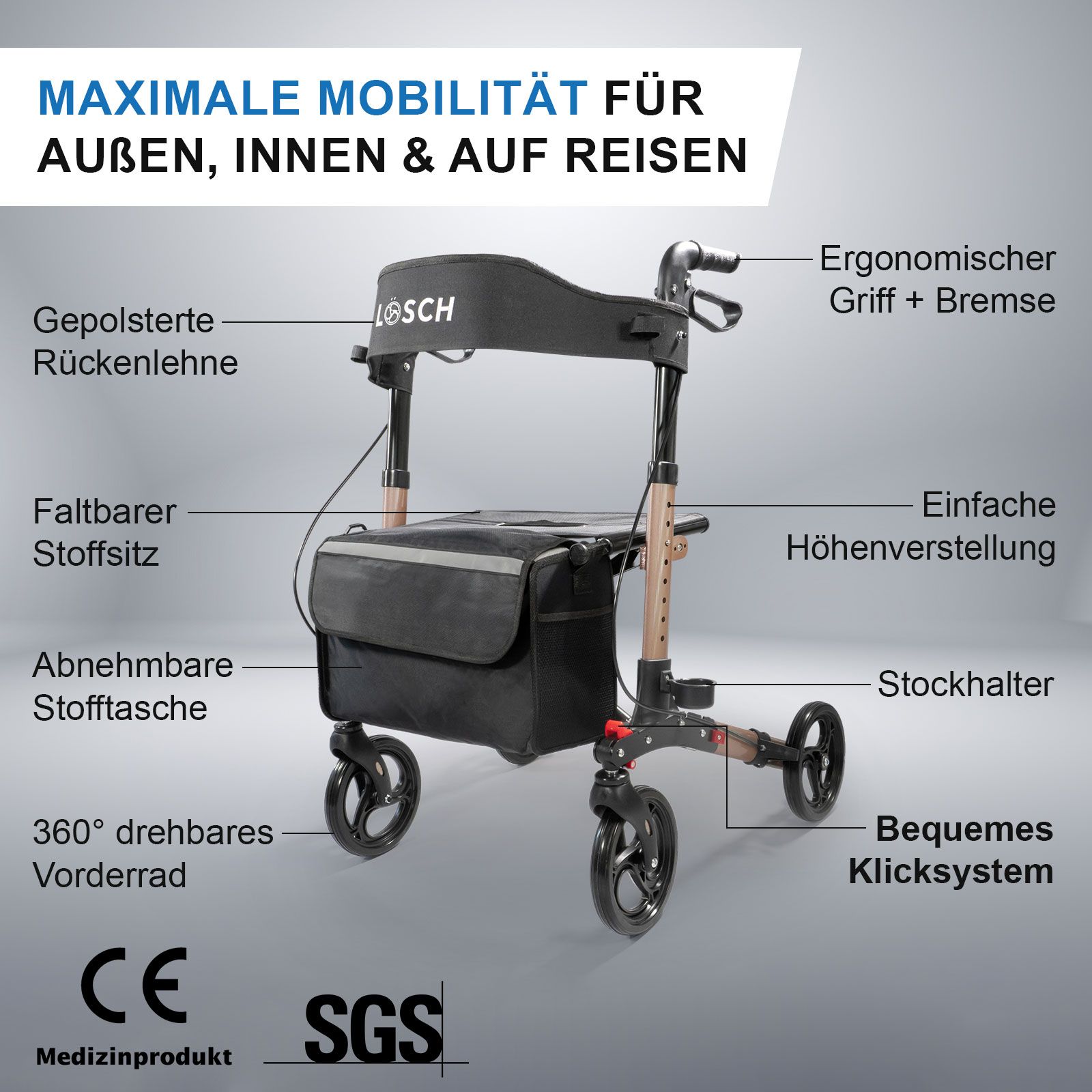 Rollator Tabas Mobility Champagner 1 St