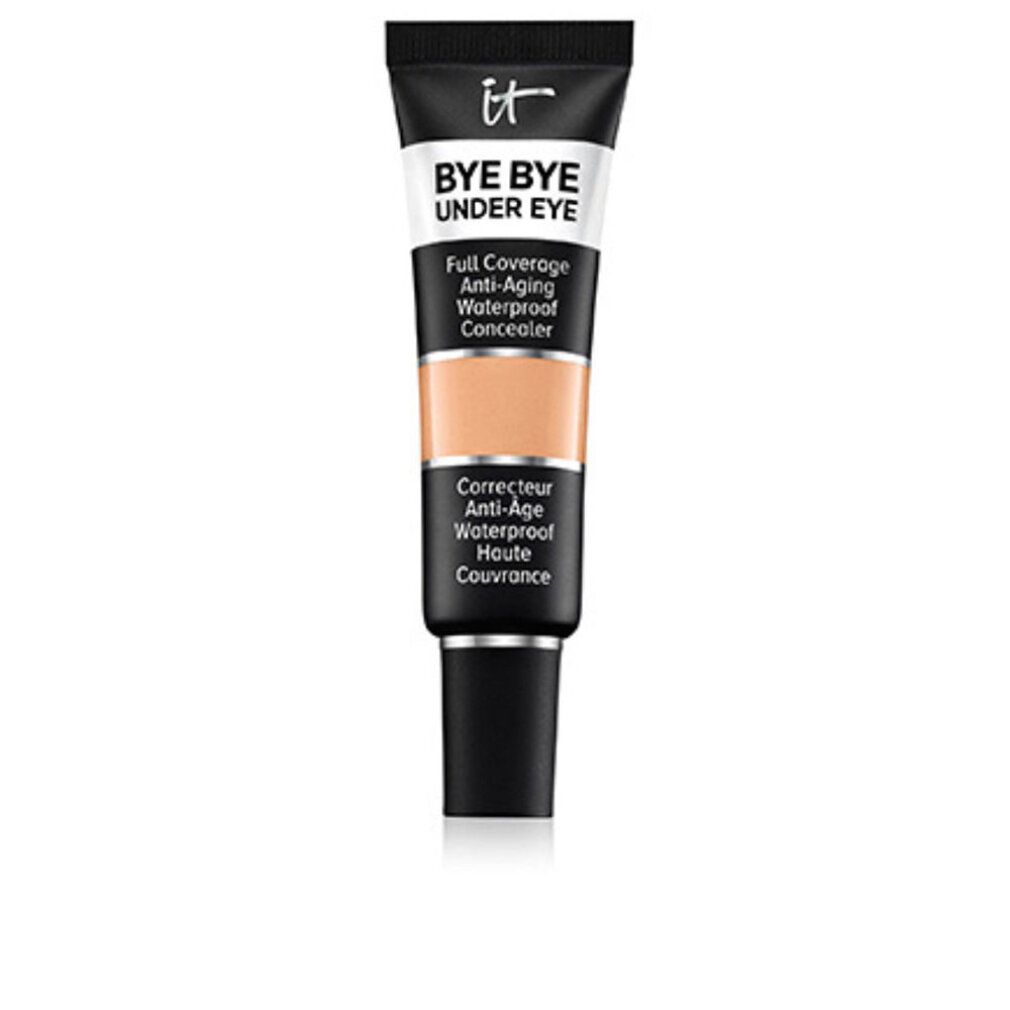 Concealer-Tube, schwarz-weiß-beige. Aufschrift: IT, BYE BYE UNDER EYE, Full Coverage, Anti-Aging, Waterproof Concealer. Farbton: Medium Bronze.