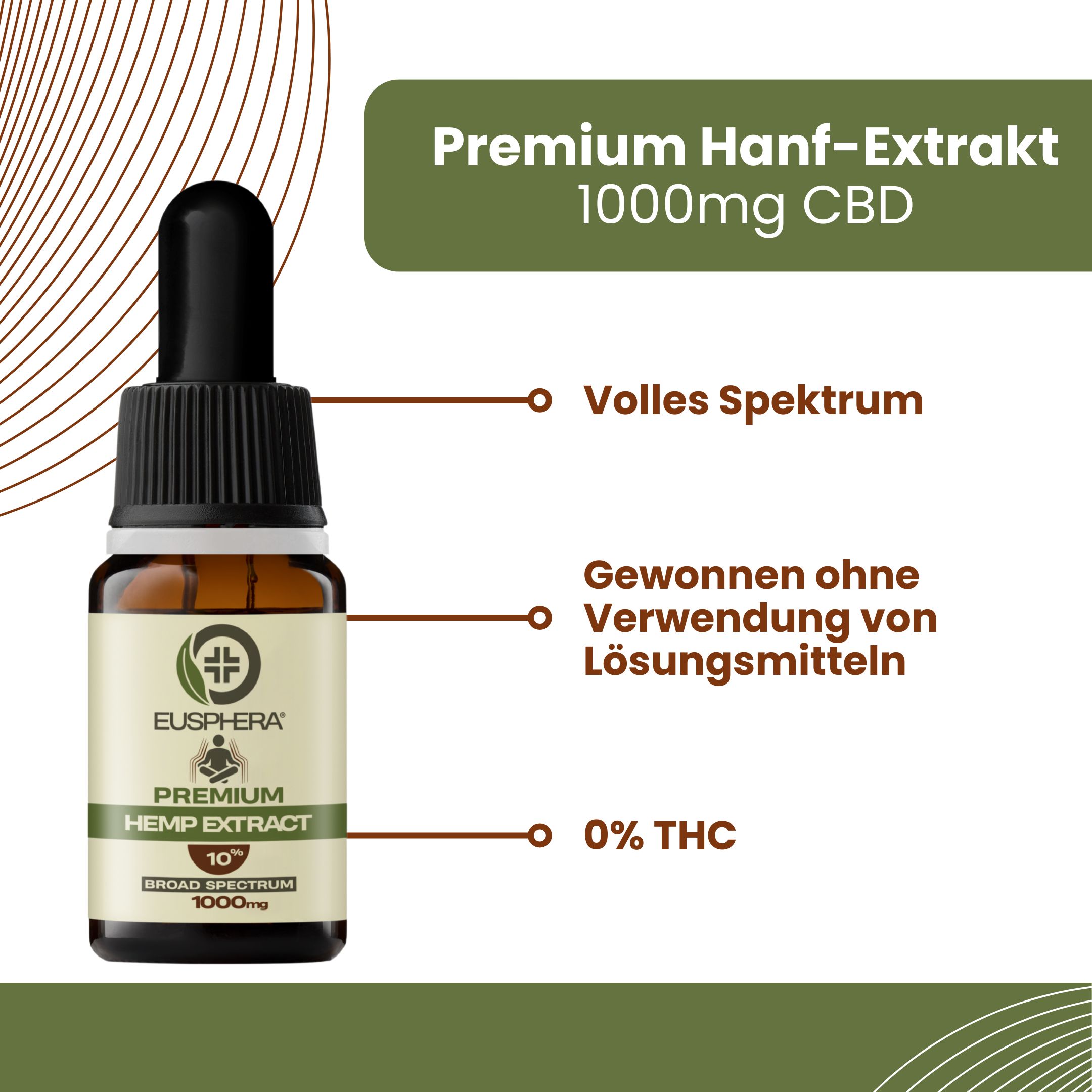 CBD-Öl - Hanfextraktöl 10% – Hochdosiertes Vollspektrum Premium | Hemp Extract - Eusphera