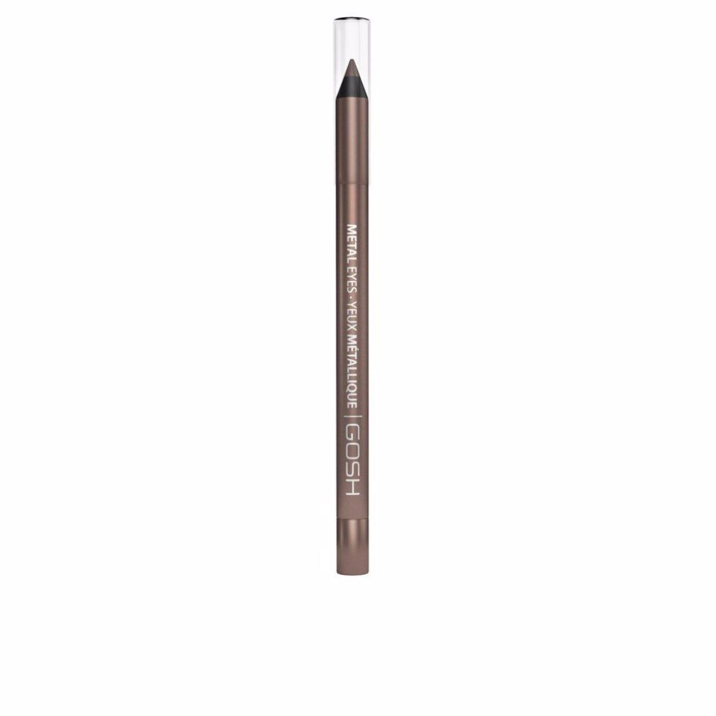 Brauner Eyeliner-Stift mit transparentem Deckel. Aufschrift: METAL EYES, GOSH.