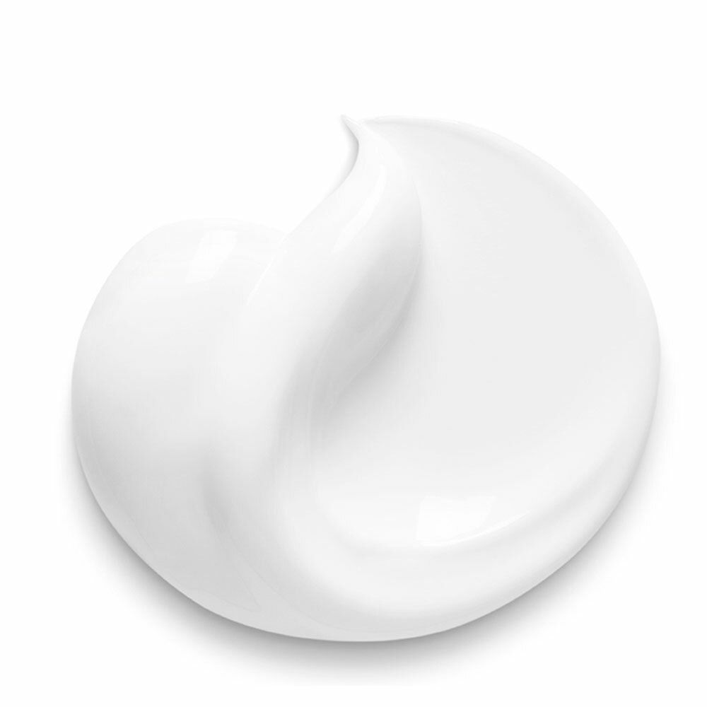 Klecks weiße Creme auf weißem Hintergrund. Runde Form, glatte Textur.