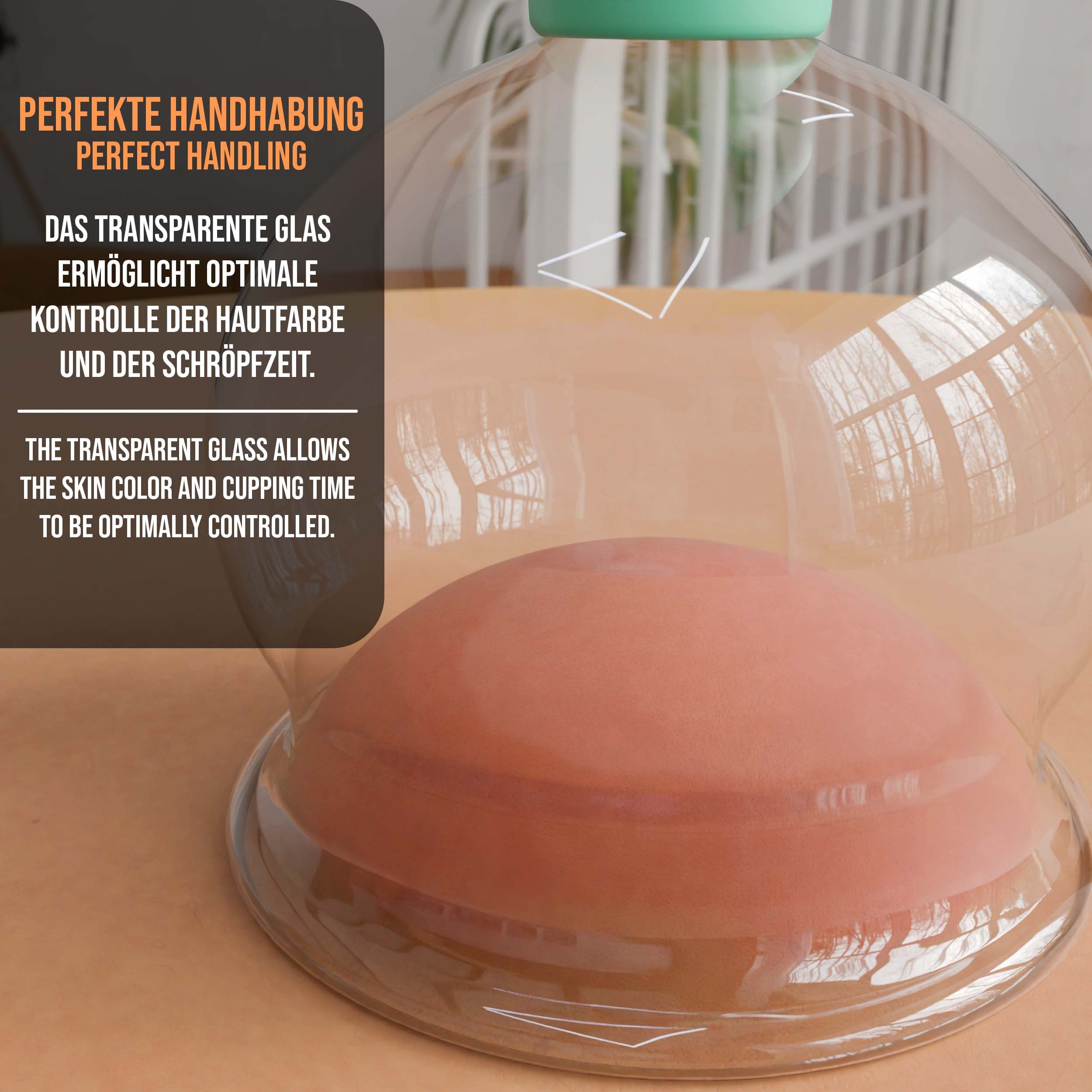 Pulox Schröpfglas aus Echtglas mit Saugball - 52mm in Grün