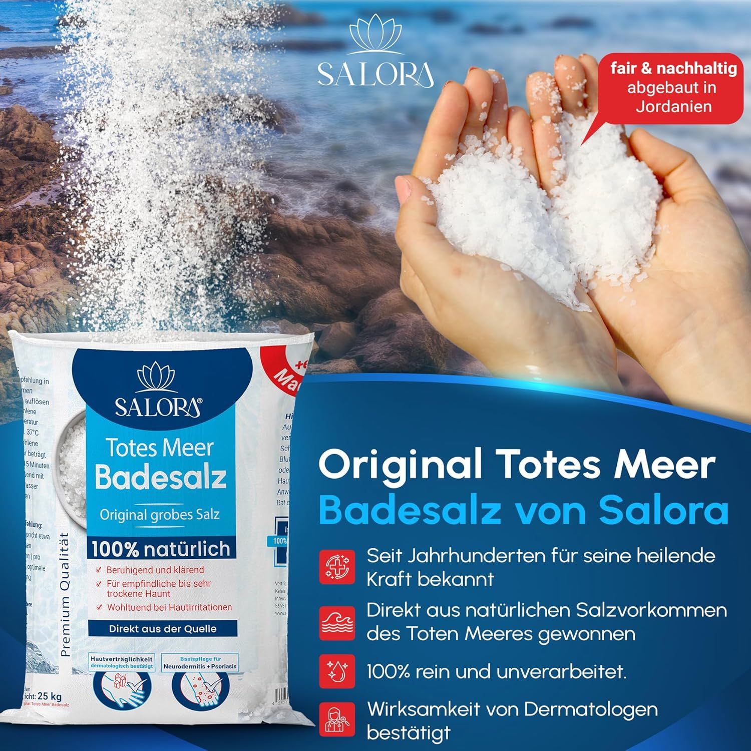 Salora® Totes Meer Badesalz aus Jordanien - als Badezusatz