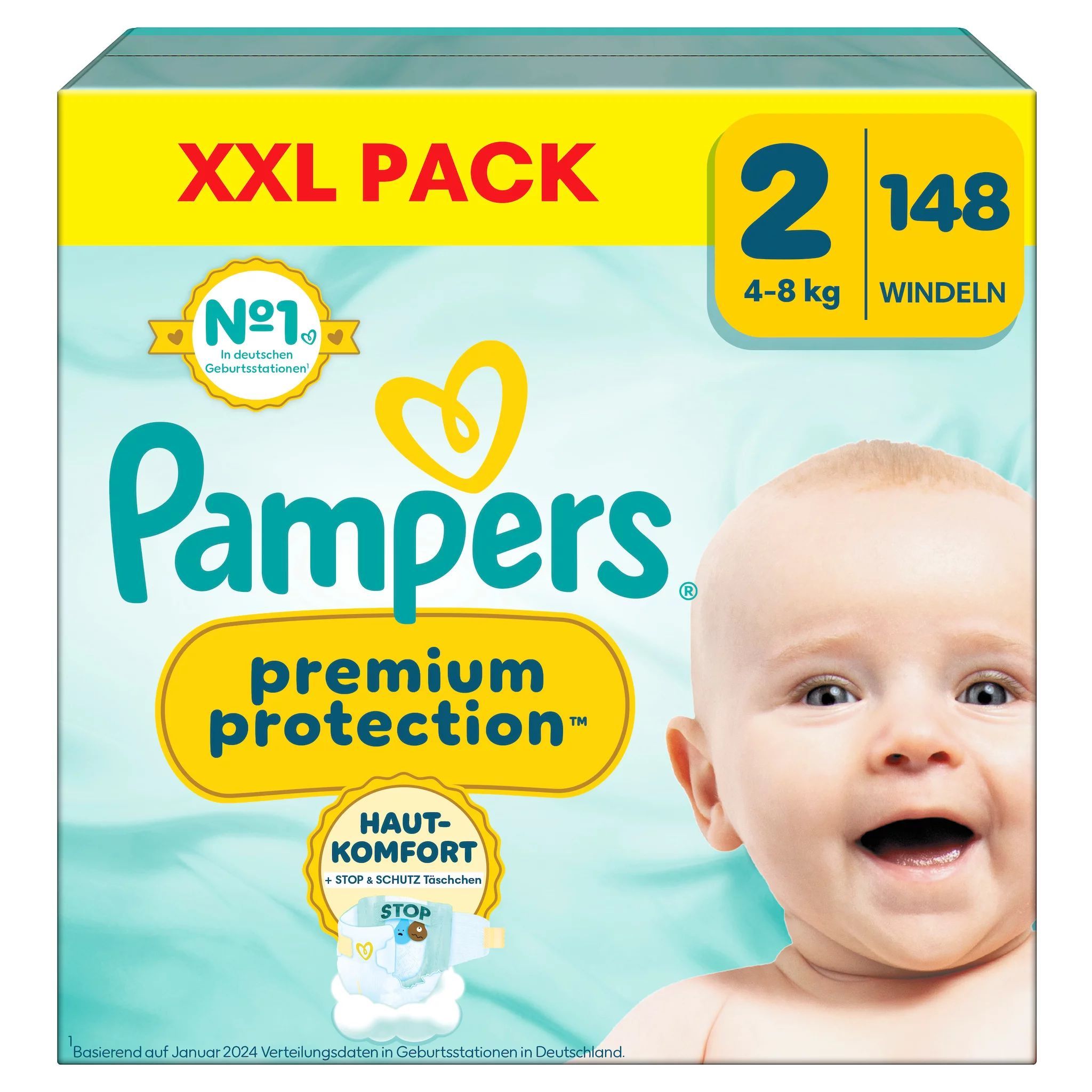 Pampers Premium Protection New Baby Gr.2 Mini 4-8kg XXL Pack Windeln 148 St