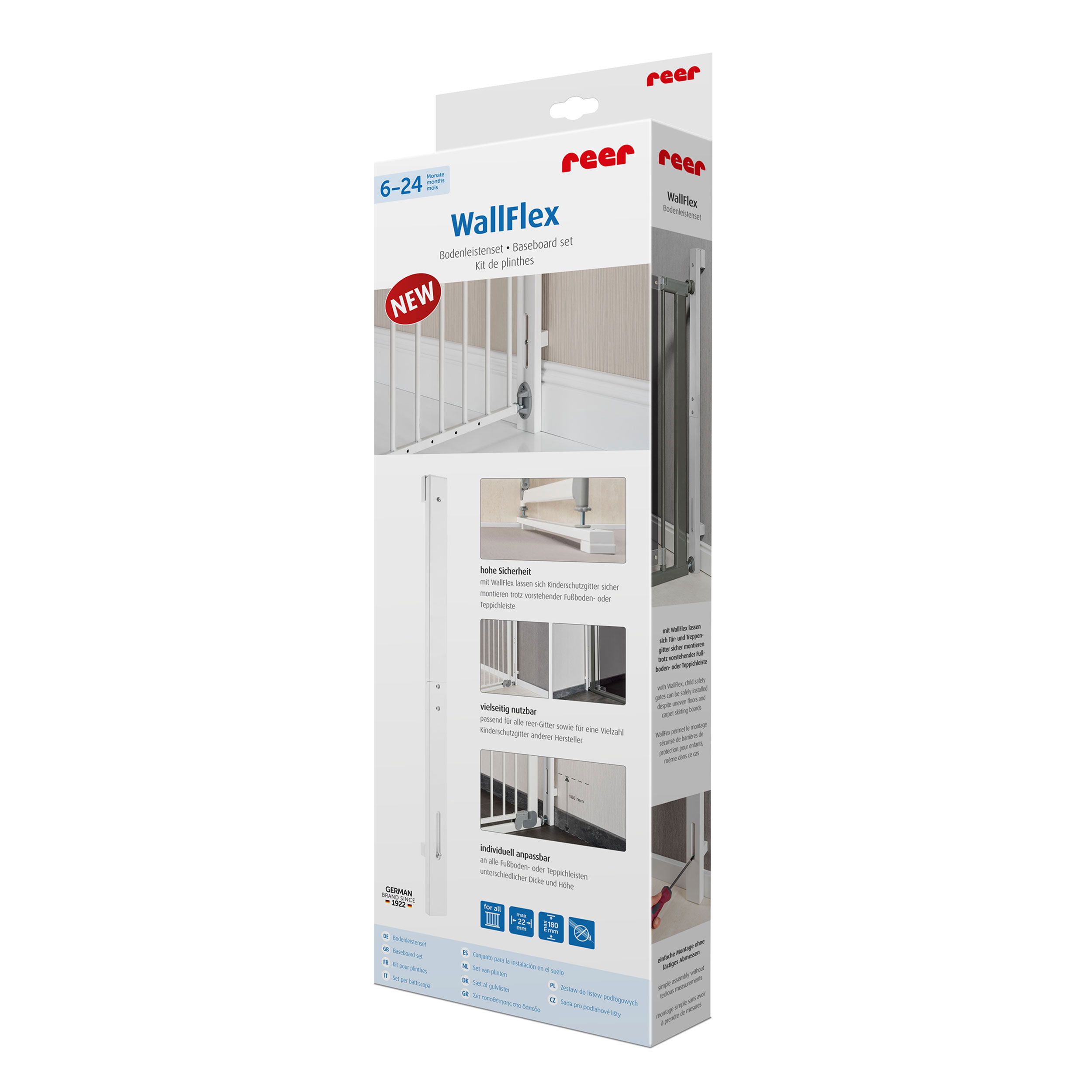 reer WallFlex Bodenleistenset, Befestigungsleisten für Schutzgitter