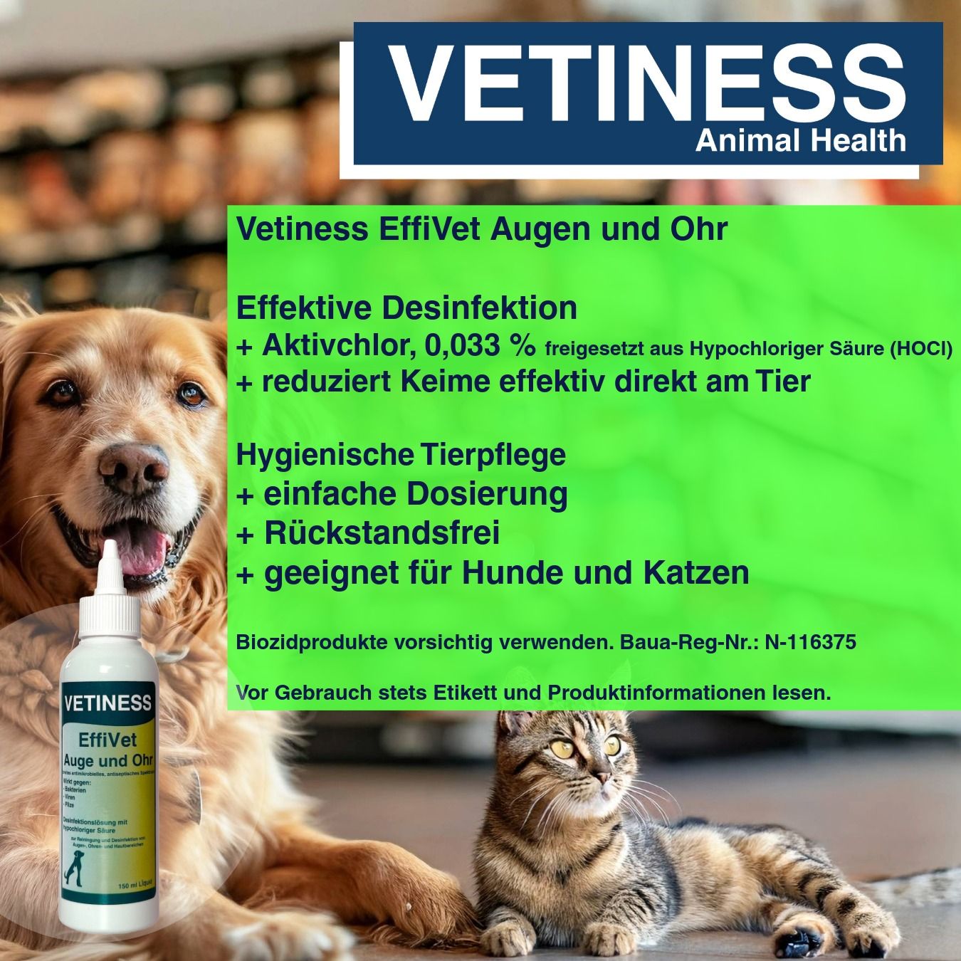 Vetiness EffiVet Augen & Ohr für Hunde und Katzen