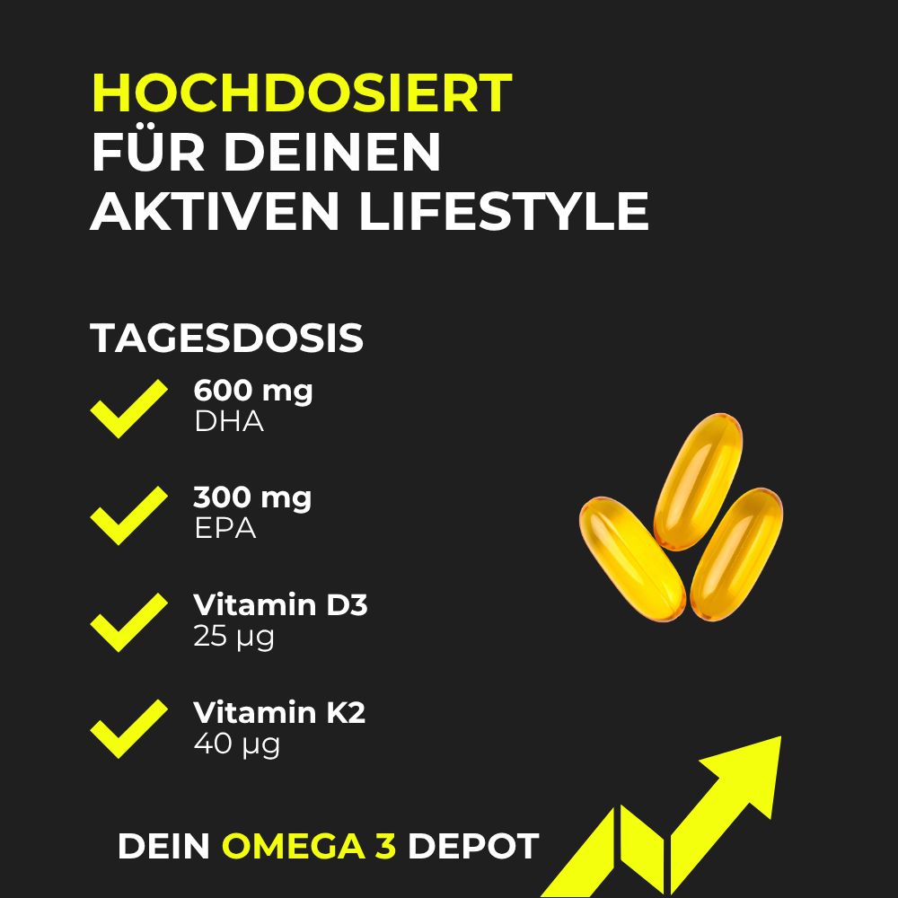 Body Ex® Omega 3 + D3 & K2 Kapseln, Omega aus Algenöl, 100% vegan