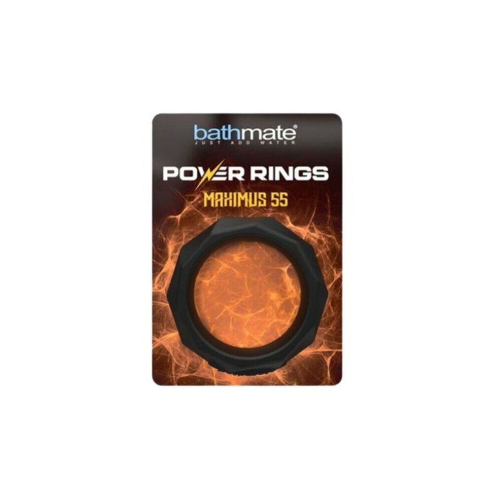 Verpackung mit schwarzem Ring. Aufschrift: Bathmate Power Rings Maximus 55.
