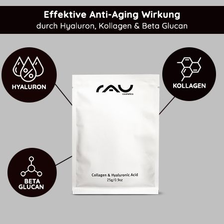 RAU Cosmetics Collagen & Hyaluron Vliesmasken mit Aloe Vera für trockene, reife Haut - gute Passform