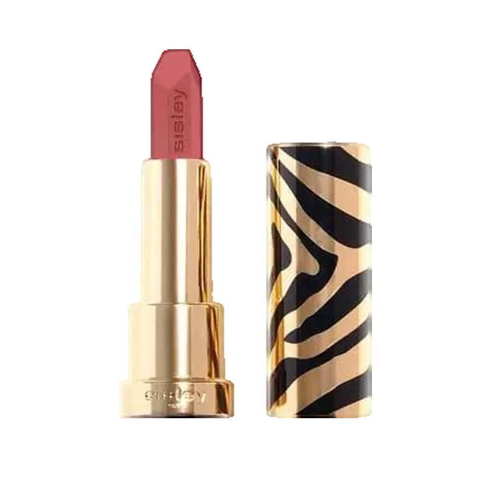 Lippenstift mit rosafarbener Spitze, goldener Hülse und Zebra-Muster. Marke Sisley.