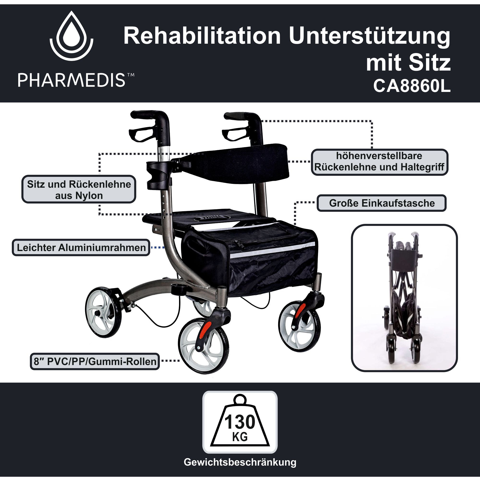 Rehabilitations-Rollator Pharmedis
