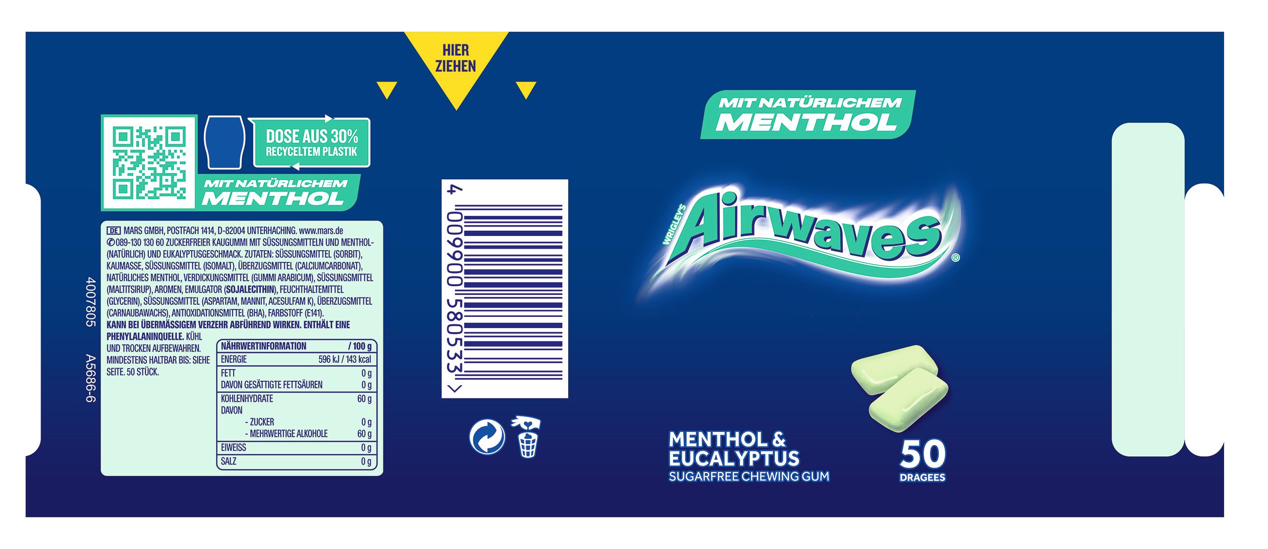AIRWAVES Menthol & Eucalyptus Kaugummi Dosen