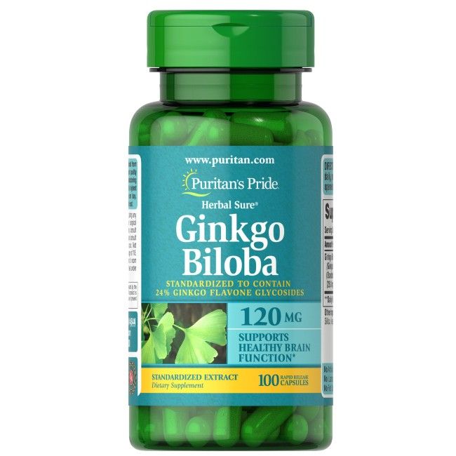 Puritan's Pride Ginkgo Biloba Standardisierter Extrakt 120 mg 100 Kapseln Pc