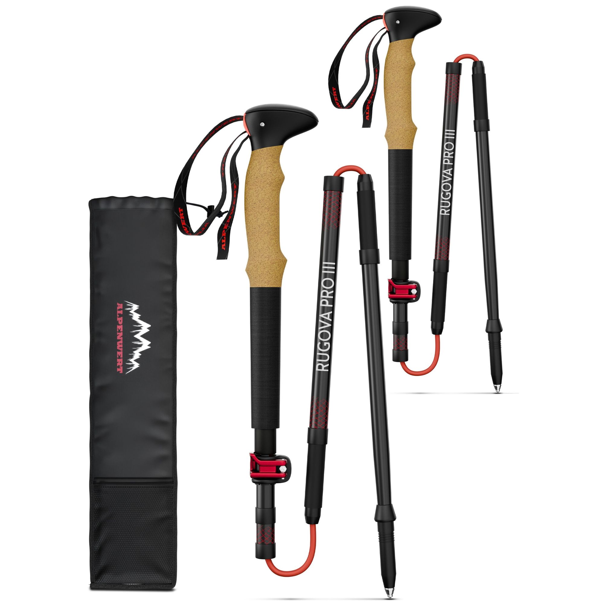 Alpenwert Faltbare Wanderstöcke Aluminium 100 - 120 cm 1 St