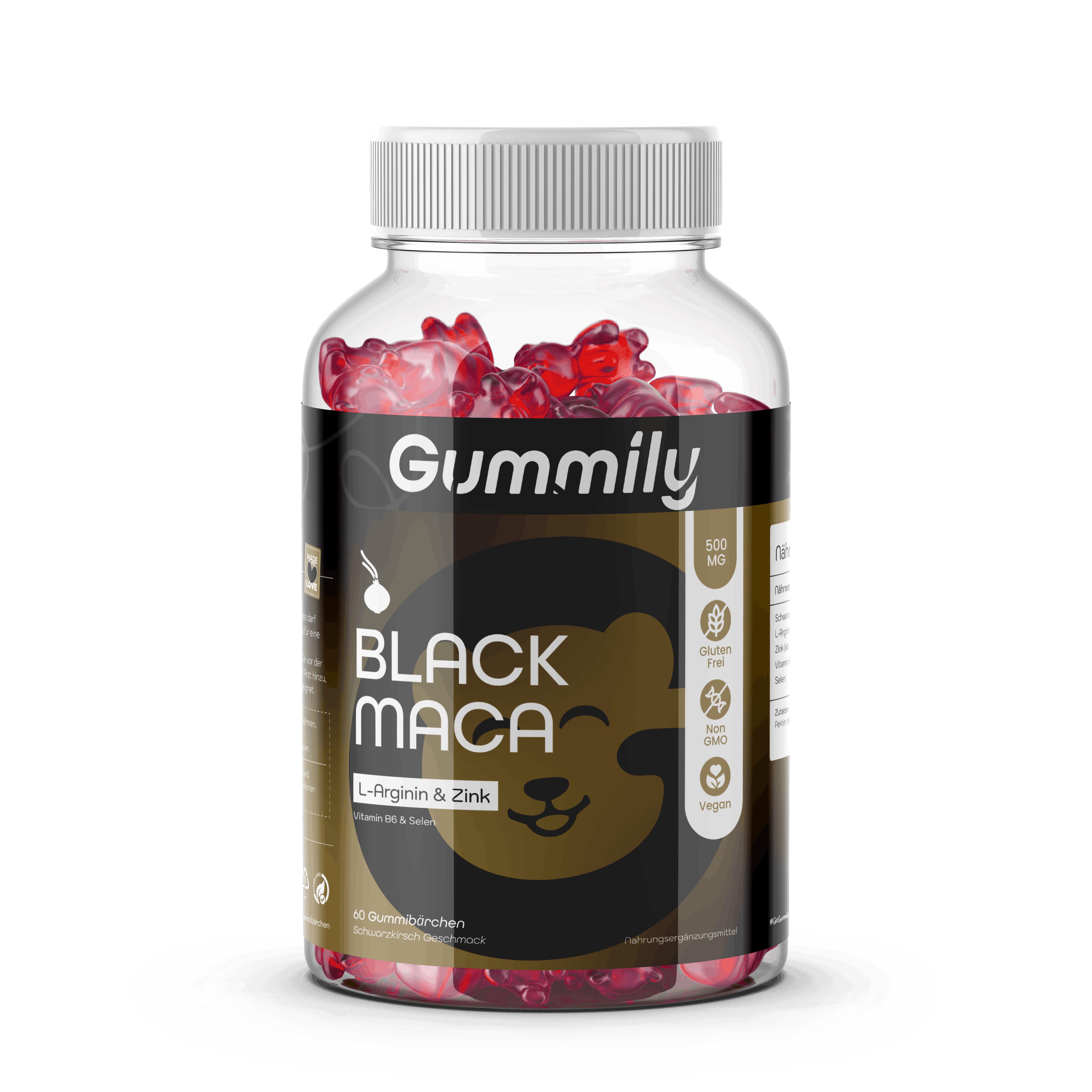 Gummily® Black Maca Gummibärchen-Hochdosiert - 1-Monats-Vorrat Schwarz Gummies 60 St Gummibärchen