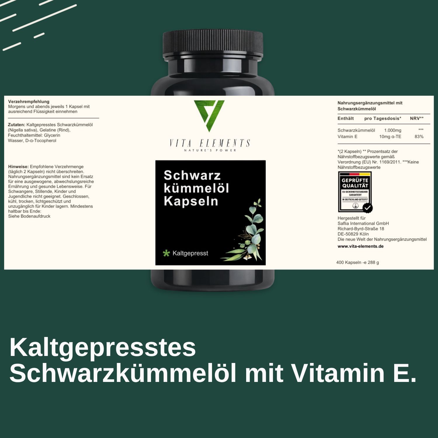 Vita Elements Schwarzkümmelöl Kapseln