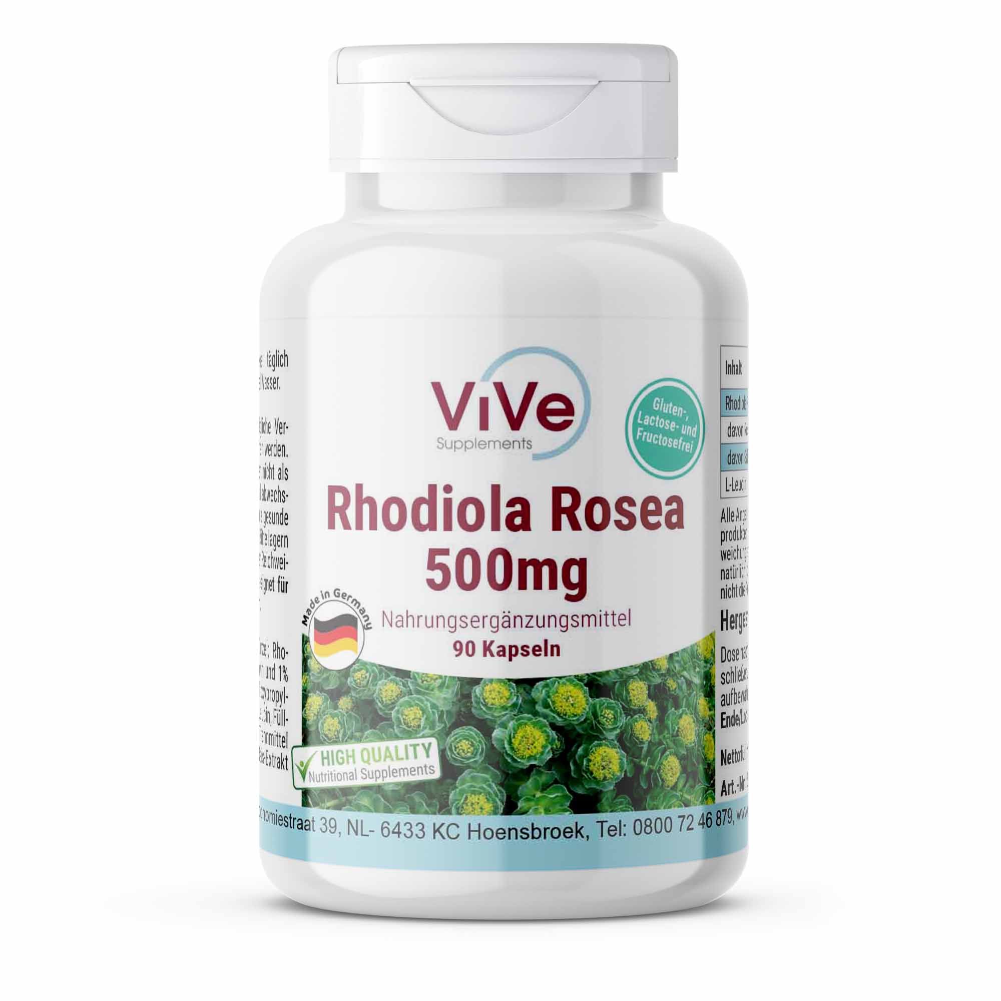 Vive Supplements | Rhodiola Rosea 500mg - Schluckfreundlich 90 St
