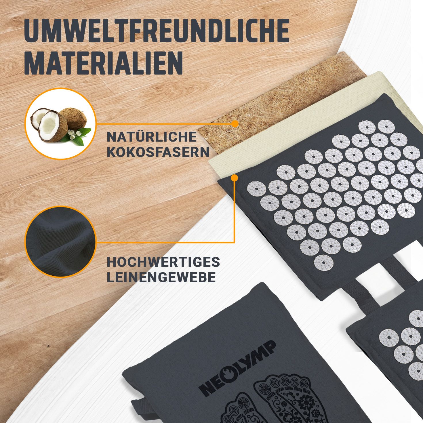 NEOLYMP Akupressur Fußmatte Grau