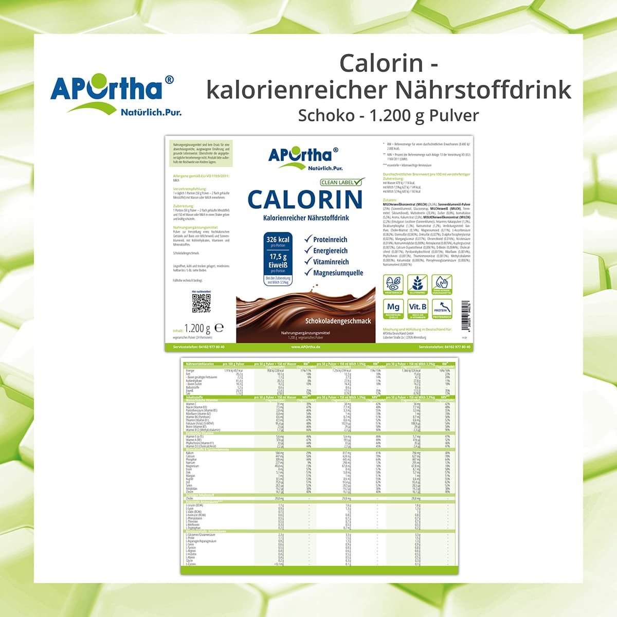 APOrtha® Calorin - kalorienreicher Nährstoffdrink - Schoko - Pulver