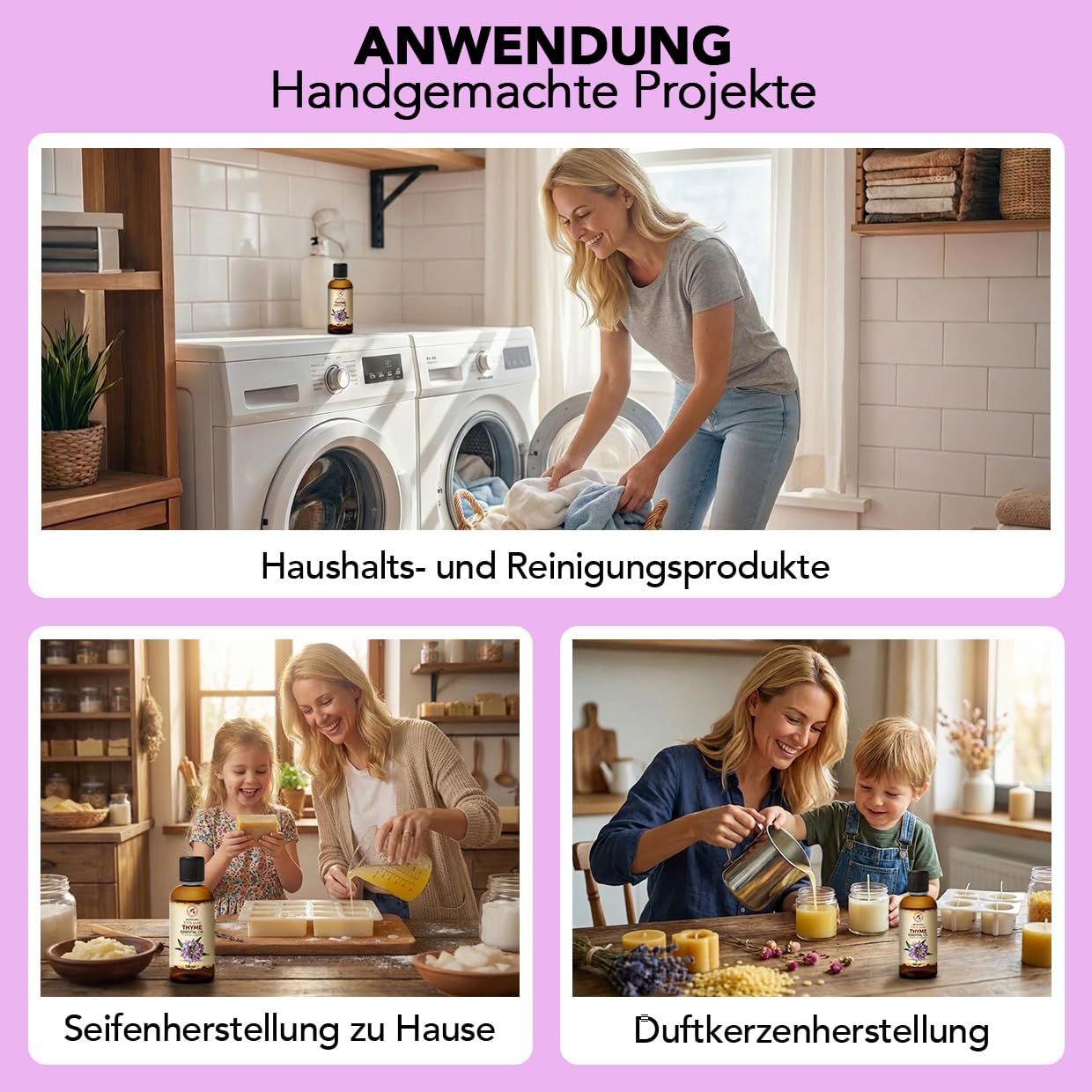 Flasche 100% reines Thymianöl ätherisches Öl in der Natur.