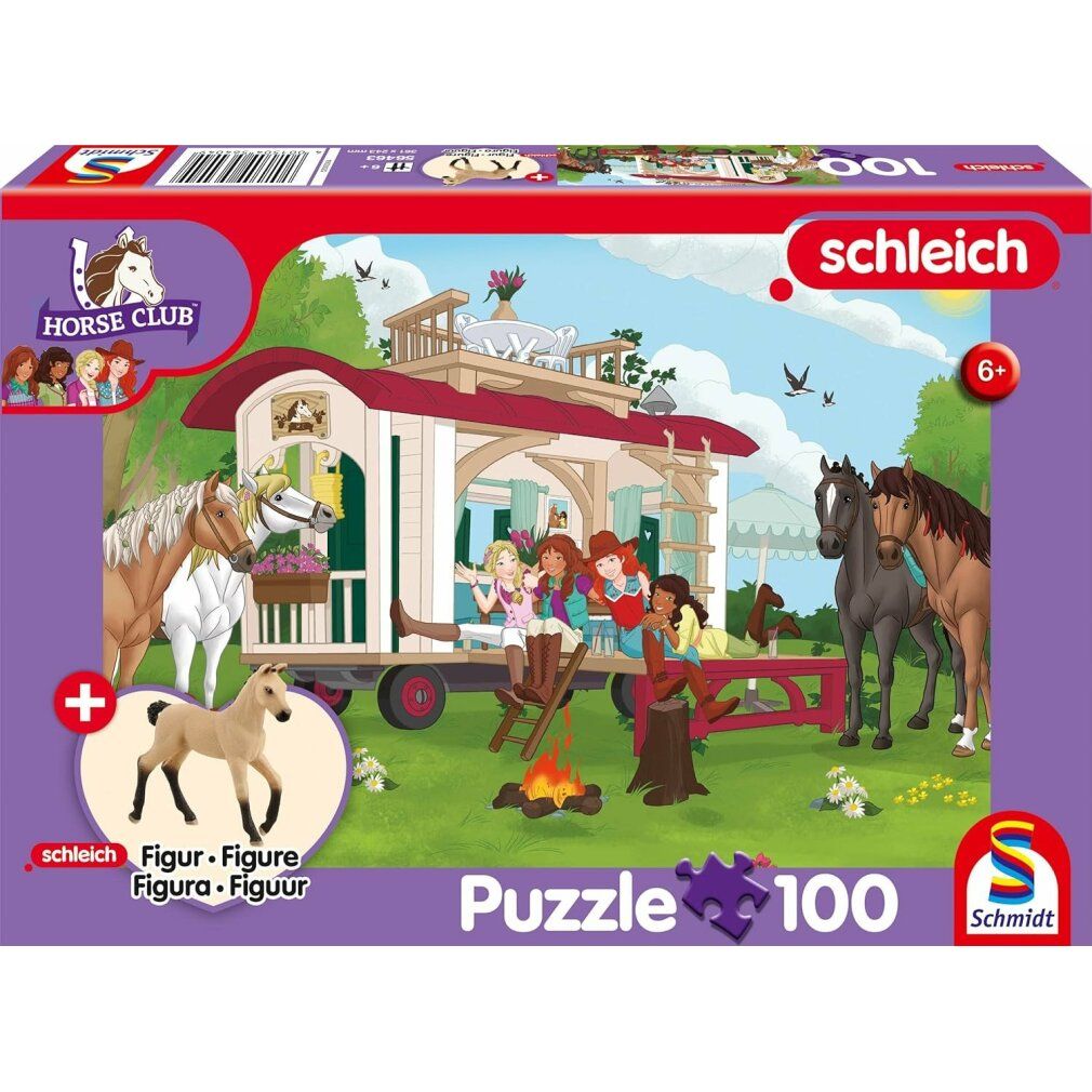 schmidt Puzzle Schleich Lagerfeuer an der Karawane 100 Teile + Schleich-Figur