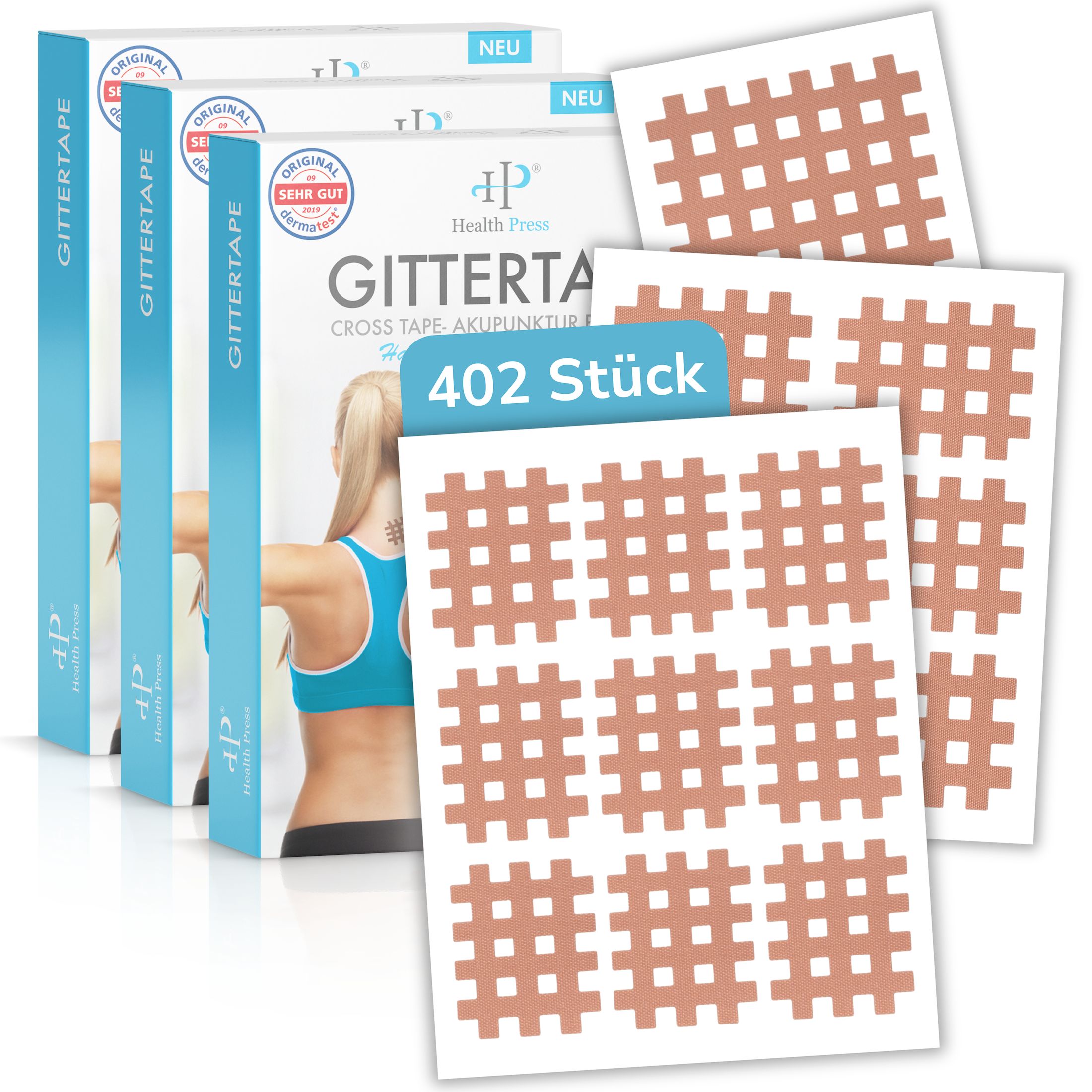 Health Press Gittertape Typ Mix 3er Set – Crosstape & Gitterpflaster