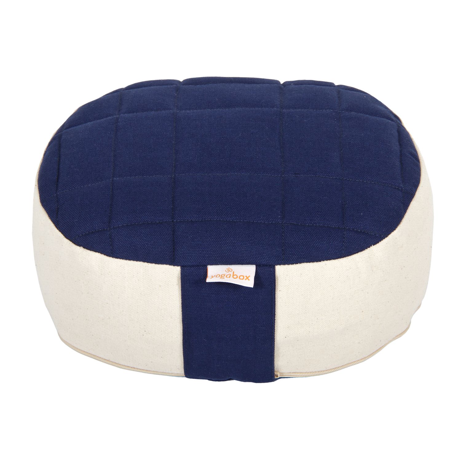 yogabox Yogilino® Reise Meditationskissen mini oval Premium - dunkelblau / natur 26 x 21 9 cm 1 St