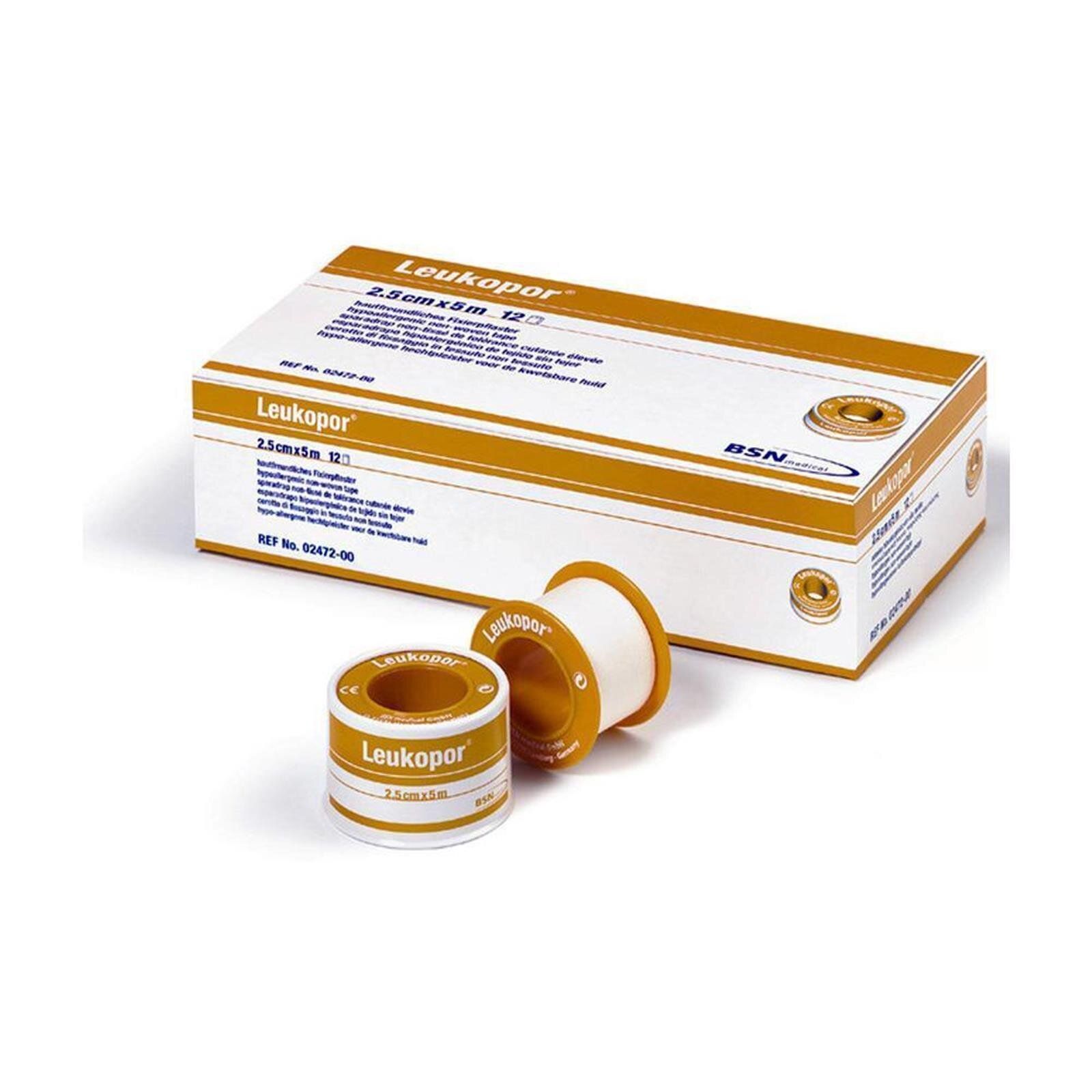 BSN Leukopor Fixierpflaster im Schutzring 2,5 cm x 5 m