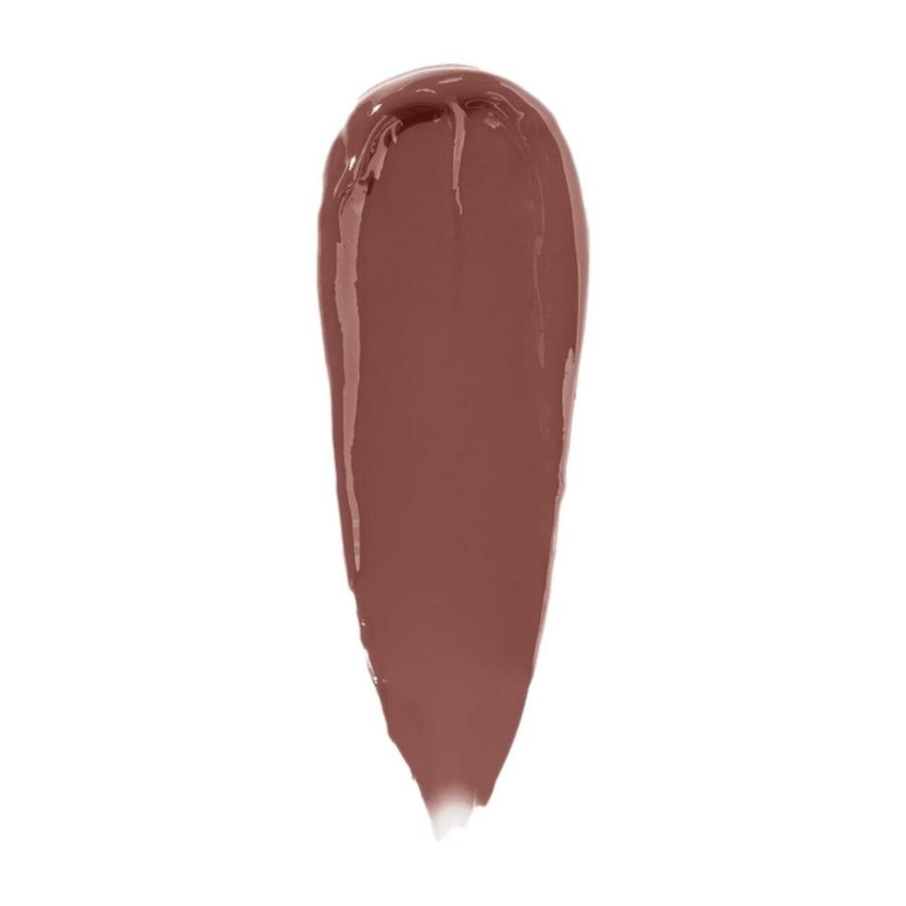 Lippenstift-Swatches in Rosa-Braun. Tropfenförmige Form, glänzend.