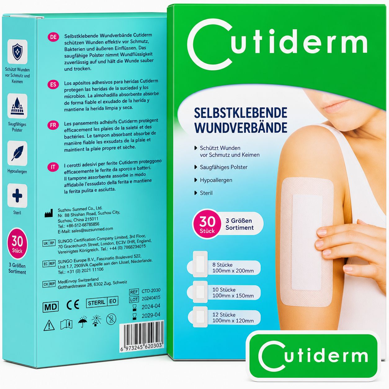 Bendaggio sterile per ferite grandi dimensioni Cutiderm