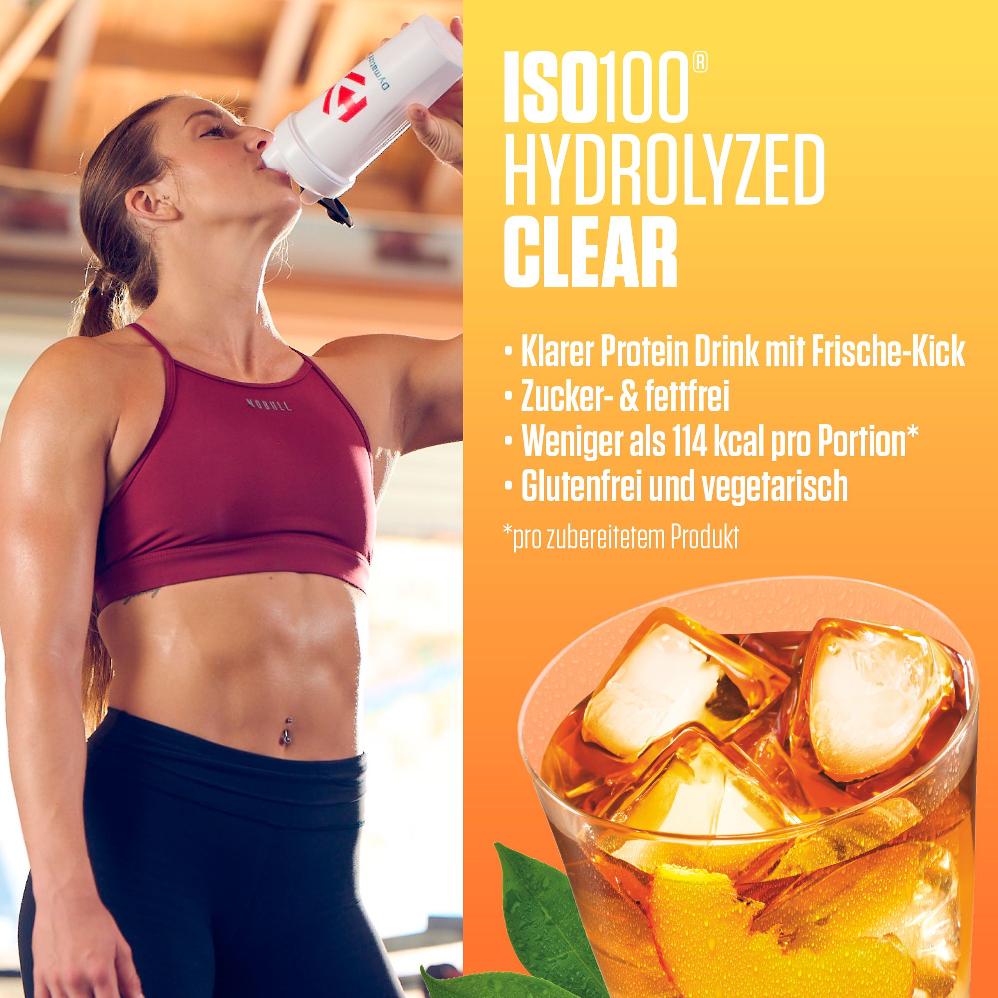 DYMATIZE Whey Protein Pulver Shake ISO 100 Hydrolyzed Clear Peach Ice Tea