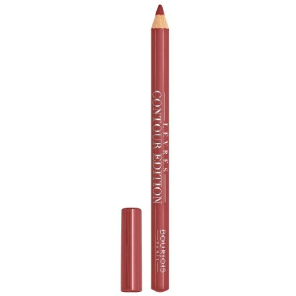 Lippenkonturenstift. Rosa Farbton. Aufschrift: Contour Edition. Marke: Bourjois. Kappe daneben.