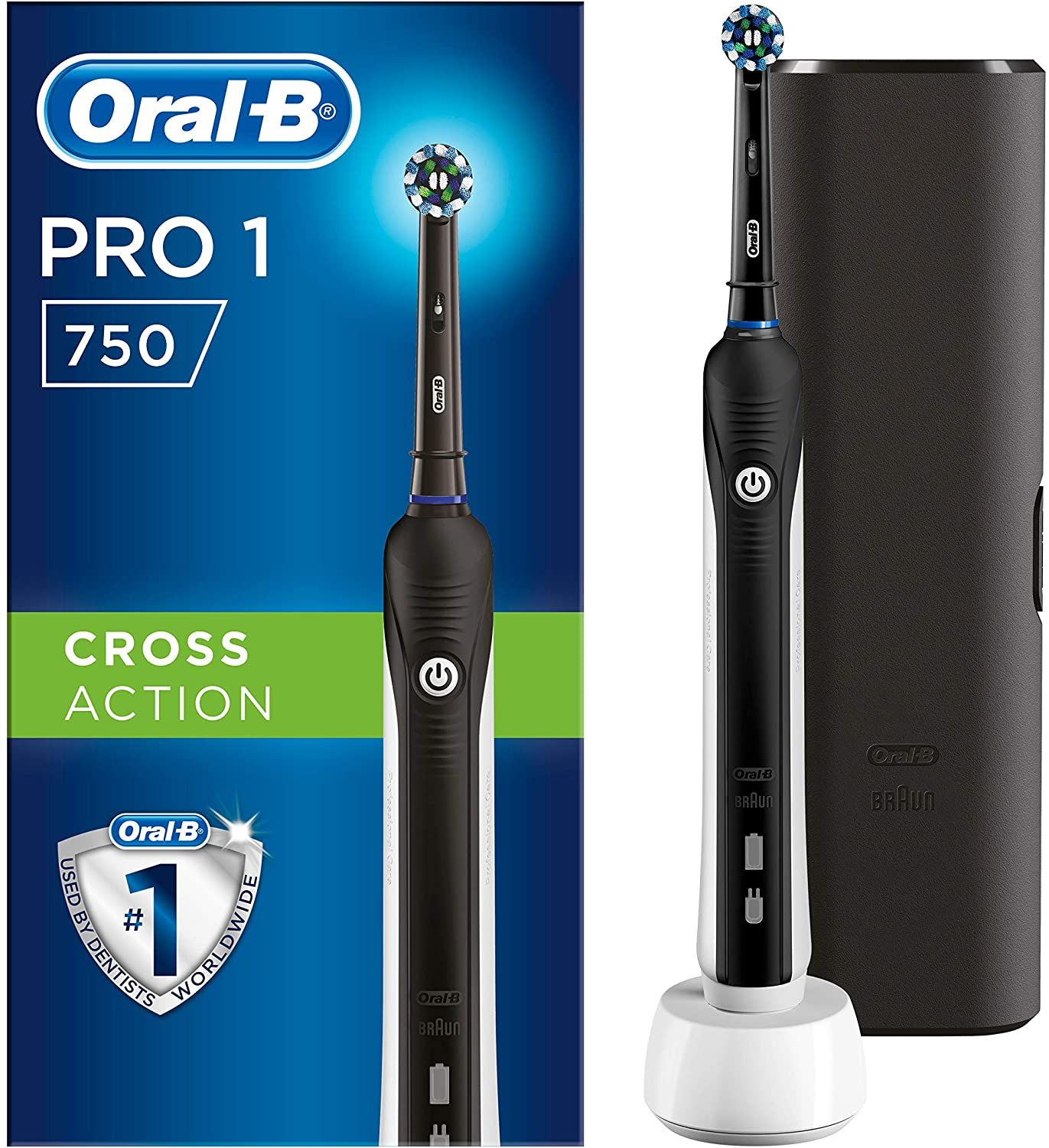 Oral-B - Elektrische Zahnbürste "PRO 750 + Reiseetui - Black Edition" in Schwarz
