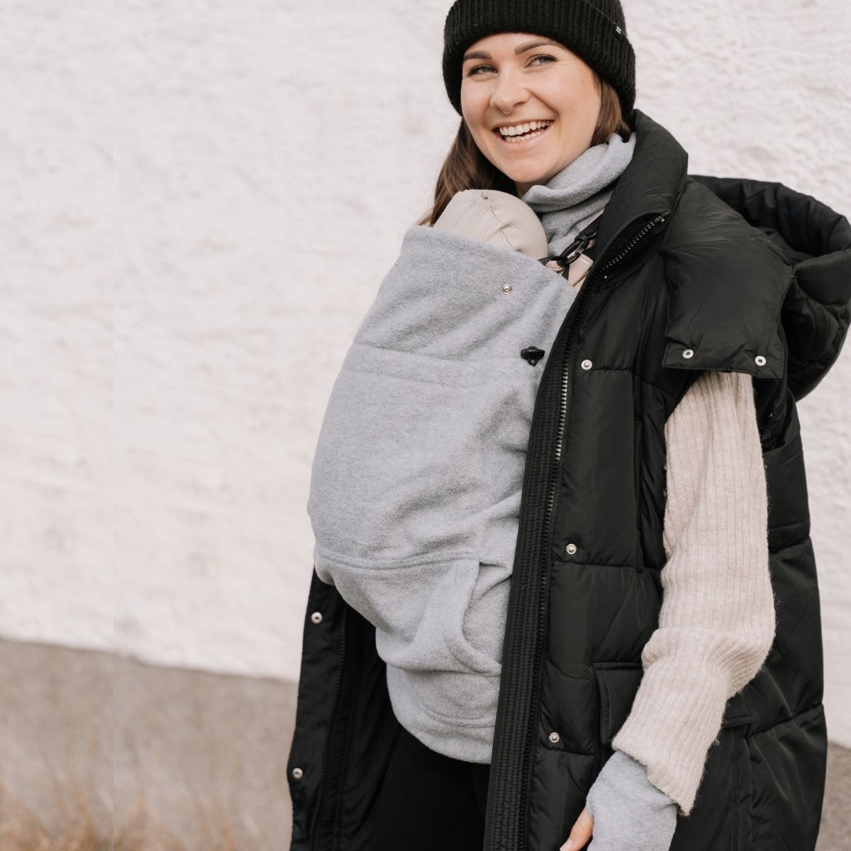 Hoppediz Tragecover Fleece-Cover 3-in-1 mit Regenschutz, Schalkragen & Stulpen