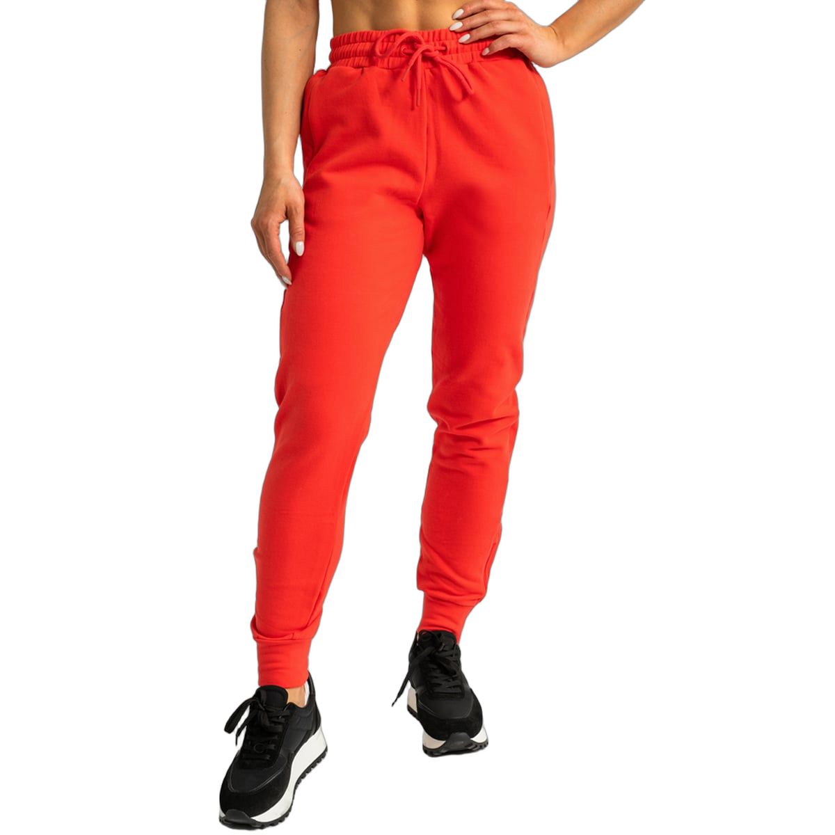GymBeam Jogginghose Damen Slim mit Kordelzug und Reißverschlusstaschen Hot Red 1 St