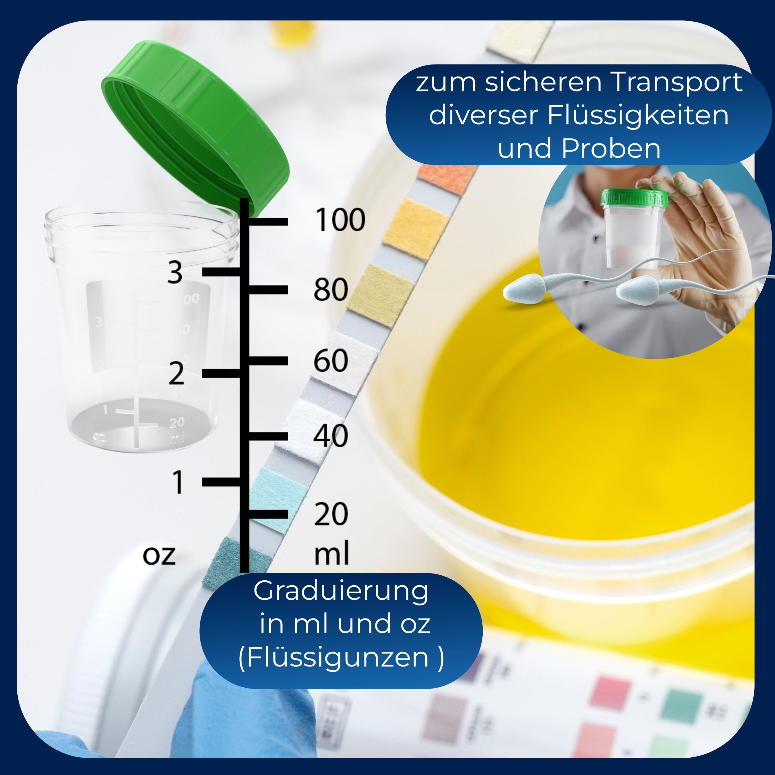 Horn Medical 10 Urinprobenbecher 125ml mit Schraubverschluss