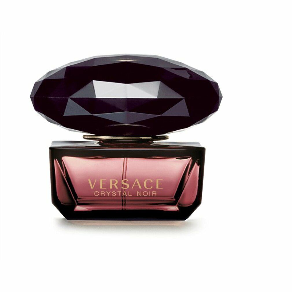Versace Crystal Noir Eau de Toilette Flakon mit facettiertem dunklem Verschluss.