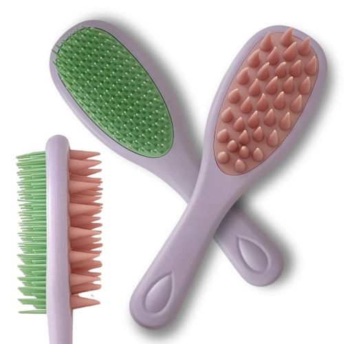 Afroricci 2 in 1 Tangle Massager adulti - colore rosa viola verde